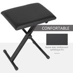 Tabouret piano pliable, banc piano réglable en hauteur de 37 à 47 cm, siège rembourré en PU et pieds en métal antidérapants, charge 100 kg, noir
