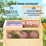 Carré potager sur pieds avec serre, jardinière surélevée, table latérale pliante et étagère, 104x50x120cm, bois naturel