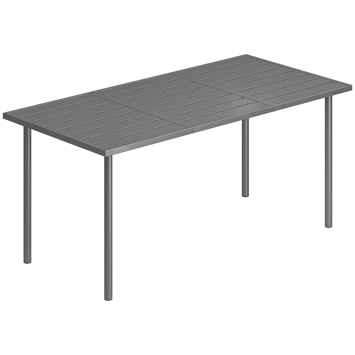 Table de jardin pour 6 personnes, 165 x 80 cm, table à manger extérieure rectangulaire avec plateau à lattes en métal