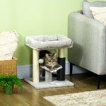 Petit arbre à chat arbre à grimper tour de jeux hauteur 48 cm poteau en sisal gris avec balle suspendue gris
