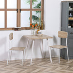 Ensemble table à manger carrée 3 pièces avec 2 chaises cuisine salle à manger plateau MDF châssis métal blanc