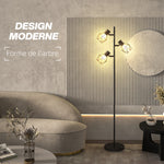 Lampadaire sur pied salon lampe sur pied 3 lumières adaptée aux ampoules E27 (non incluses) 41 x 28 x 169 cm noir