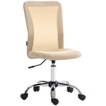 Chaise de bureau ergonomique hauteur réglable piètement chromé pivotant 360° revêtement maille beige