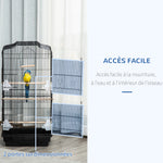 Cage à oiseaux volière avec mangeoires perchoirs plateau excrément amovible cage pour canaris perruches perroquets 46,5 x 35,5 x 92 cm noir