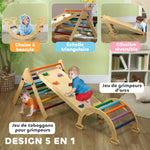 5 en 1 Triangle arche d'escalade enfants avec rampe d'escalade réversible toboggan bascule multicolore
