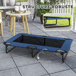 Lit surélevé pour chiens pliable rafraîchissant, lit de camp pour animaux en maille respirante 107x61x20cm bleu foncé