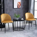 Lot de 2 chaises salle à manger chaise de cuisine scandinave chaise en velours rembourrée avec pieds effilés en métal, pour salon, salle à manger, jaune