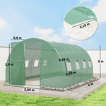 Serre tunnel de jardin 12m², serre de jardin tunnel 295x400x200cm porte et 8 fenêtres, bâche PE 140 g/m² vert