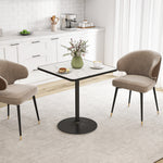 Table à manger pour 4 personnes table de cuisine style moderne avec plateau effet marbre et base ronde, 70 x 70 cm, blanc
