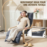 Fauteuil salon, fauteuil d'appoint rembourré en velours, repose-pieds réglable, structure en acier, 67x93x105cm, gris foncé