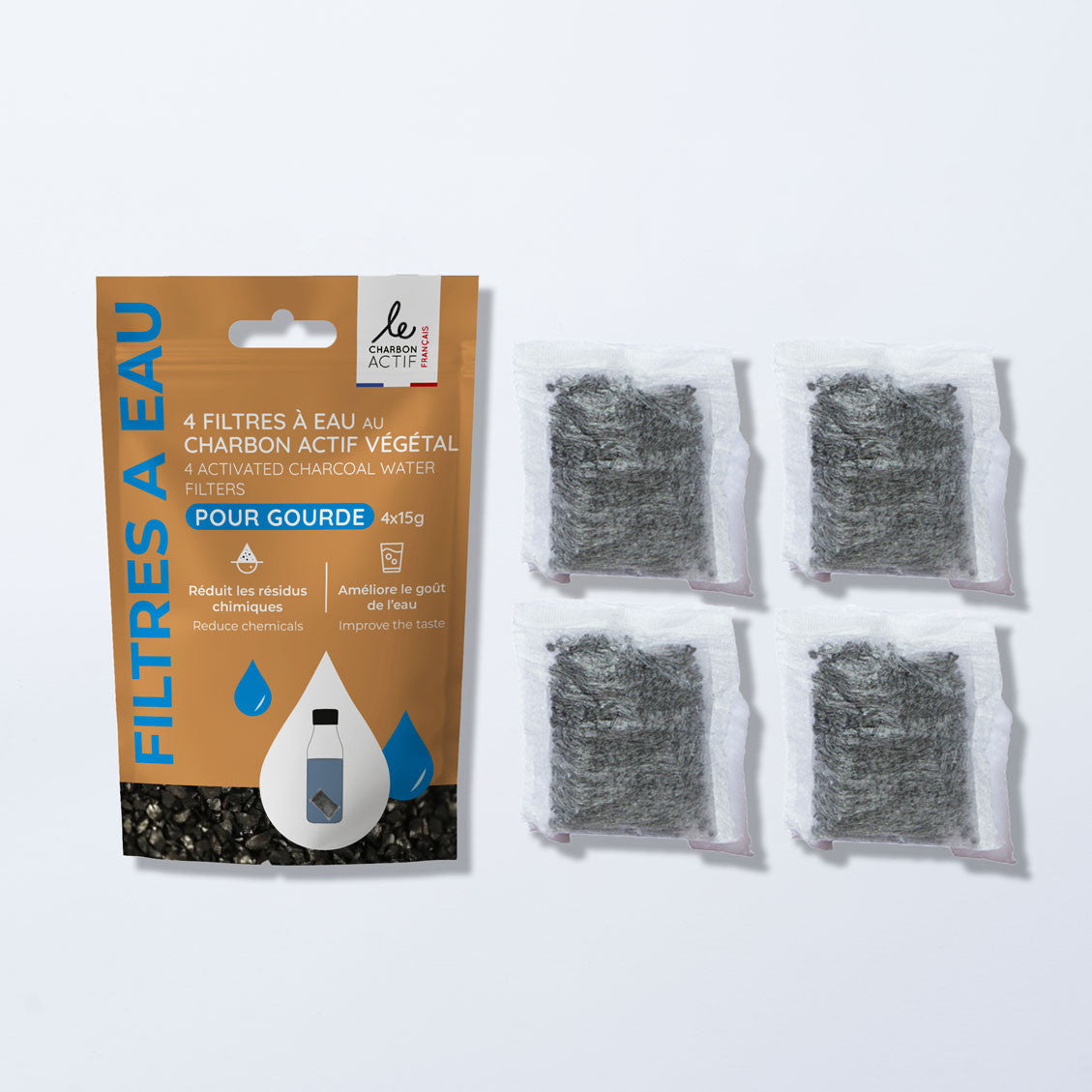 Lot de 2 ou 4 Filtres à gourde nomades, gourde filtrante