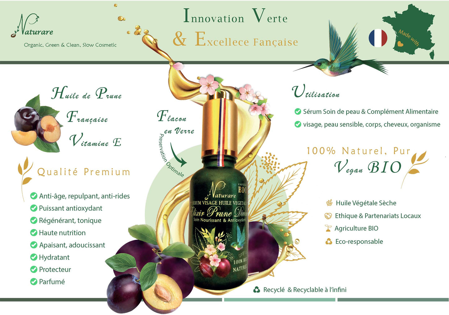 DROP - ELIXIR PRUNE DIVINE BIO - Sérum Huile Végétale, Complément Alimentaire
