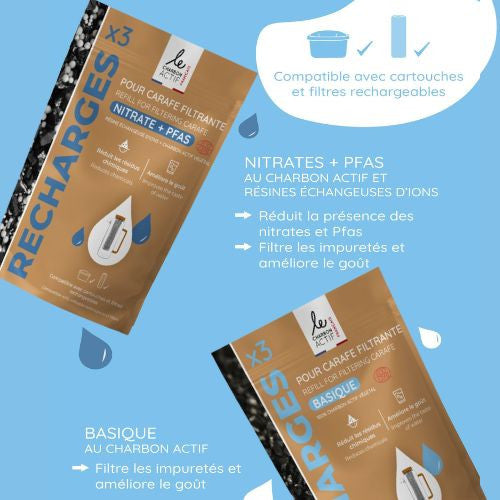 Recharges pour carafe filtrante et cartouche filtrante lot de 3