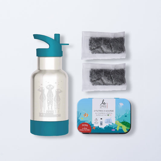 Coffret enfant : gourde + filtres à eau
