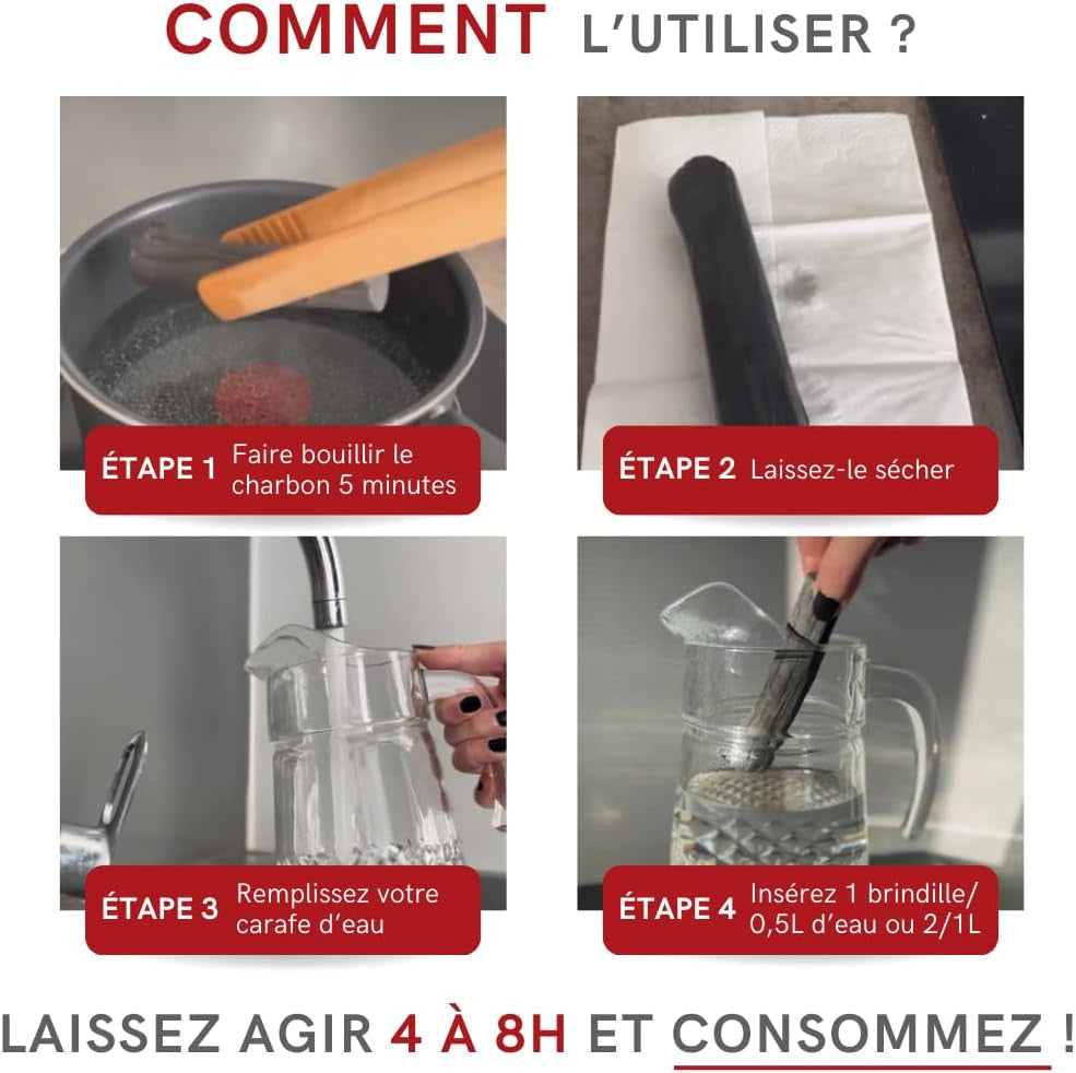 Charbon végétal bâton filtrant français X 2 pour gourde