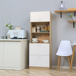 Buffet de cuisine armoire de cuisine multi-rangements 2 tiroirs 1 placard + grand plateau 60 x 38 x 168 cm MDF blanc