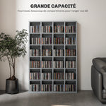 Multimedia-Aufbewahrungsmöbel für 456 CDs / 336 DVDs – Holzregal mit verstellbaren Einlegeböden, 89 x 130,5 cm, grau