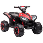 Quad électrique enfant de 3 à 5 ans 12 V 2 moteurs 2 vitesses 3-6 km/h phares LED klaxon rouge