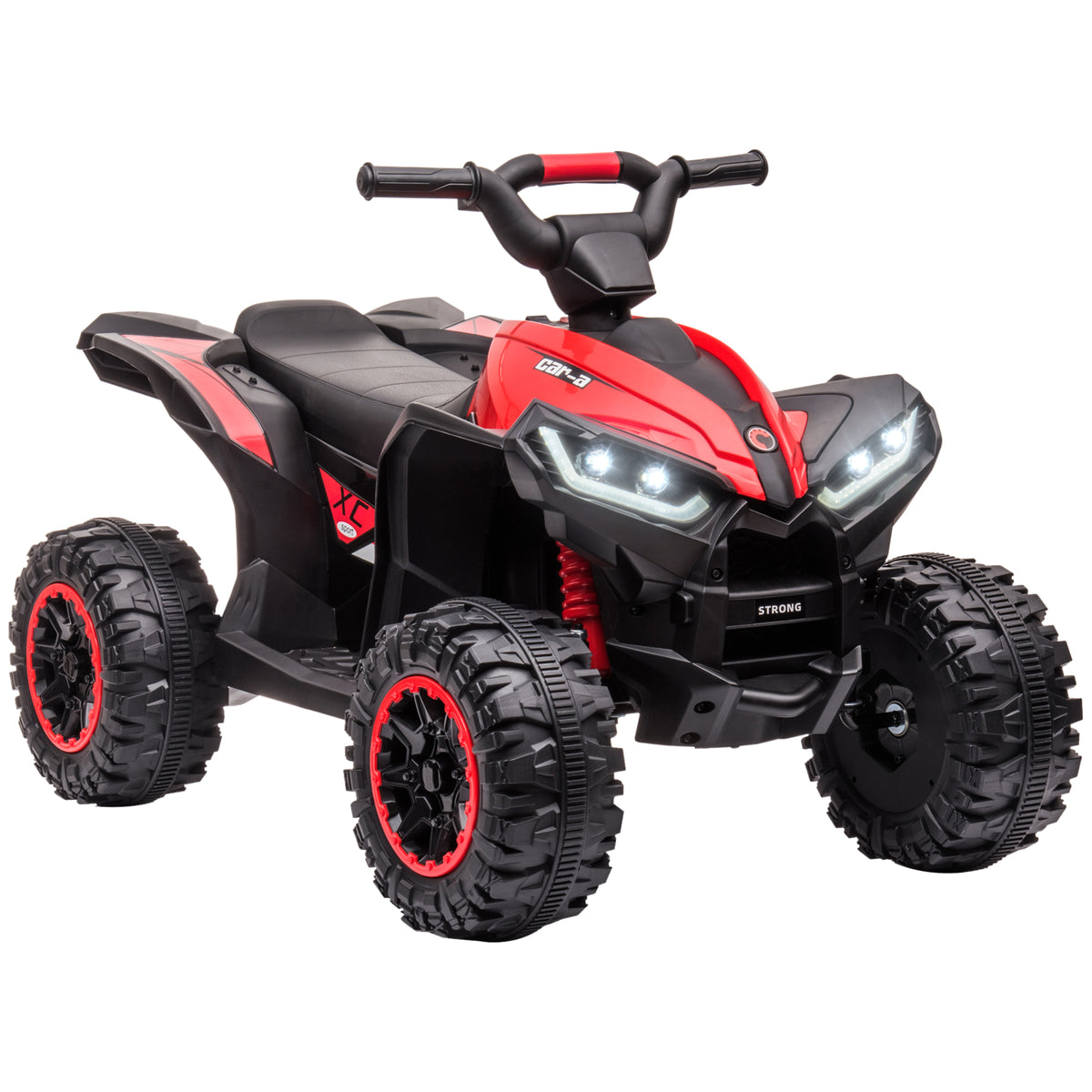 Quad électrique enfant de 3 à 5 ans 12 V 2 moteurs 2 vitesses 3-6 km/h phares LED klaxon rouge
