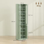 Meuble de Salle de Bain 6 niveaux, Meuble de Rangement avec 4 Portes à Fermeture Douce et Étagères Réglables, Vert