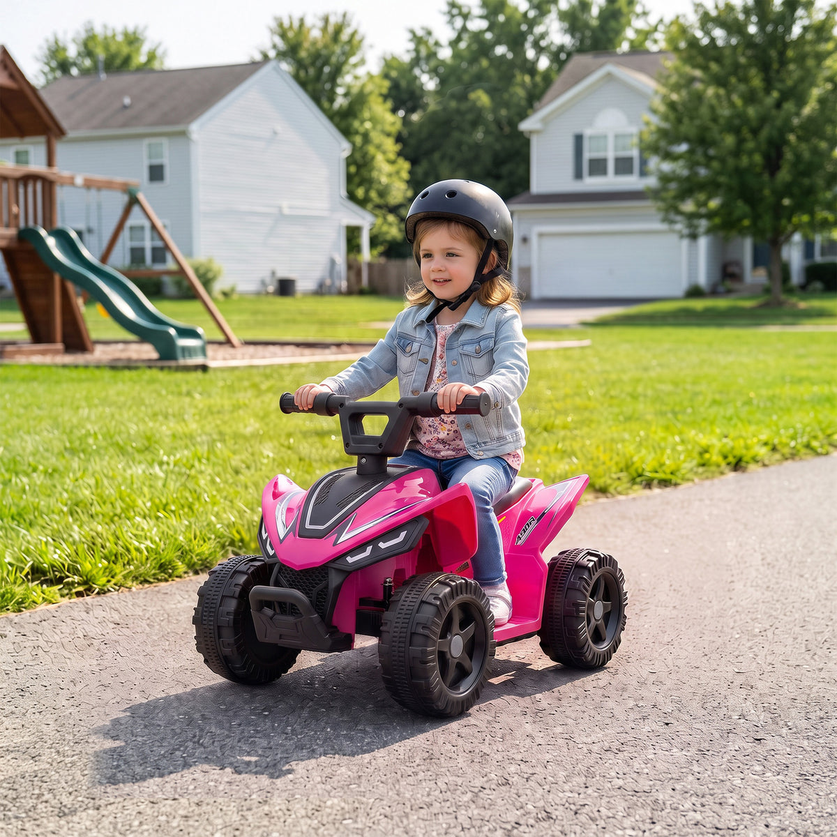 Haurrentzako Quad Elektrikoa 6 V, Haurrentzako Auto Elektrikoa, Litiozko Bateria, Gehienezko Abiadura 2 Km/O, 18-48 Hilabete, Arrosa