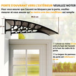 Auvent de Porte d'Entrée, Toit Marquise de Porte Extérieur en Polycarbonate et Profil Aluminium, 103x96,5cm, Marron