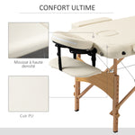 Lit/Table de Massage cosmetique Pliable en Bois 2 Zones crème