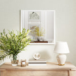 Miroir mural carré 50 x 50 cm, cadre en bois blanc, idéal pour la salle de bain, salon ou chambre