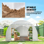 Serre de jardin tunnel 24m² 8L x 3l x 2H m - 16 fenêtres, Porte zippée enroulable acier galvanisé, bâche PE, Blanc