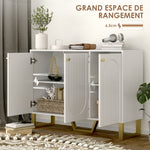 Buffet de salon avec placard à portes et étagère réglable, 106,5 x 35 x 77,5 cm, blanc