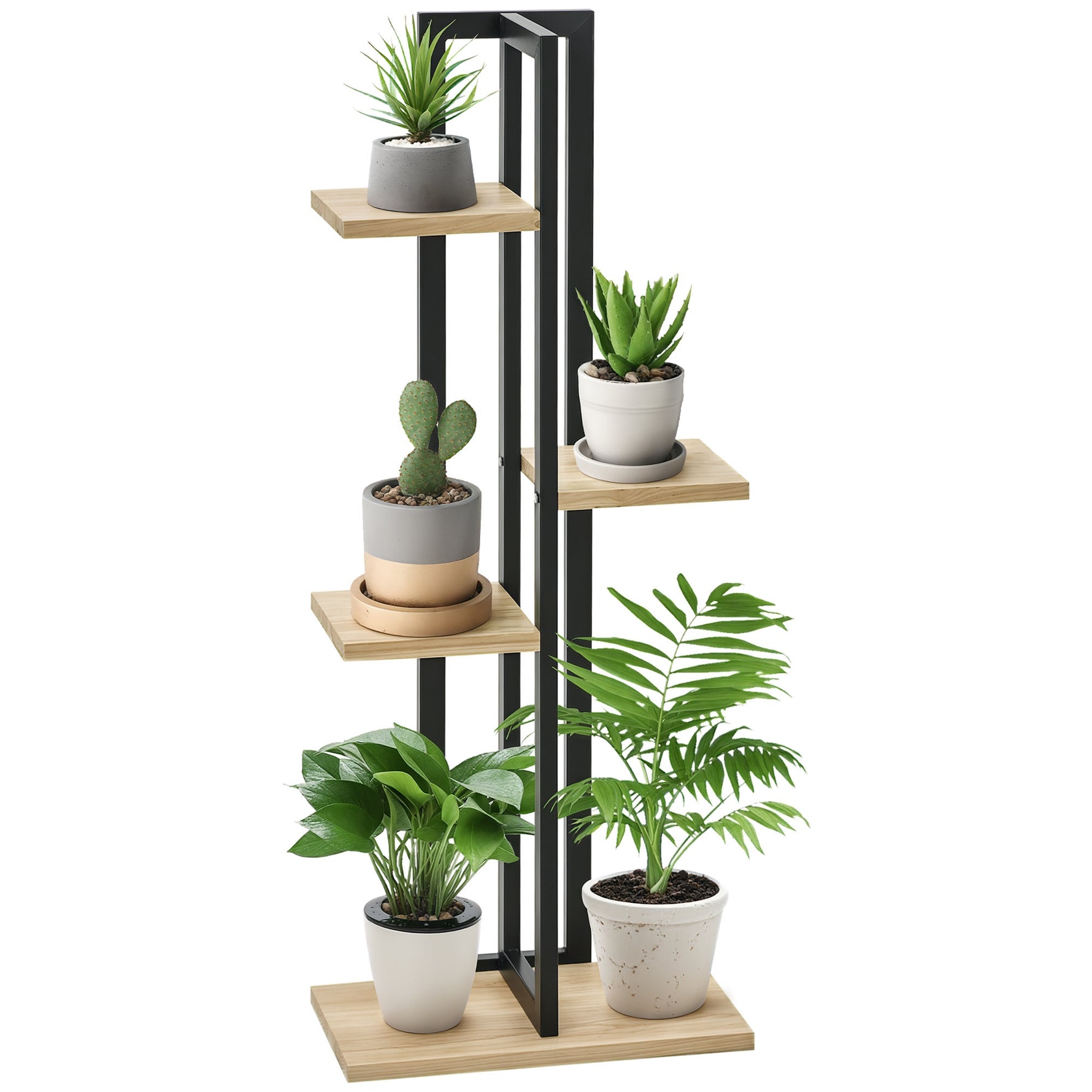 Étagère à plantes escalier fleurs 4 niveaux de différentes hauteurs style industriel en bois 45 x 25 x 110 cm