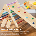 Triangolo da arrampicata per bambini 3 in 1, rampa bifacciale per arrampicarsi e scivolare, portata 50 kg, 147x64,5x63 cm, multicolore