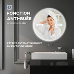 Miroir rond lumineux LED de salle de bain Ø 60 cm mural avec éclairage 3 couleurs interrupteur tactile 29 W gris