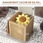 Coffre de rangement tabouret de rangement 54.76 L design lamellé cadre en bambou naturel 40 x 40 x 47 cm bois naturel