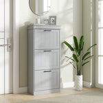 Meuble à chaussures, armoire à chaussures 3 portes abattants 15 paires, étagères réglables, 54 x 24 x 117,5 cm, gris
