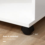 Portant à vêtements penderie Mobile avec roulettes 3 étagères latérales + Grand Espace penderie Panneaux Particules Blanc