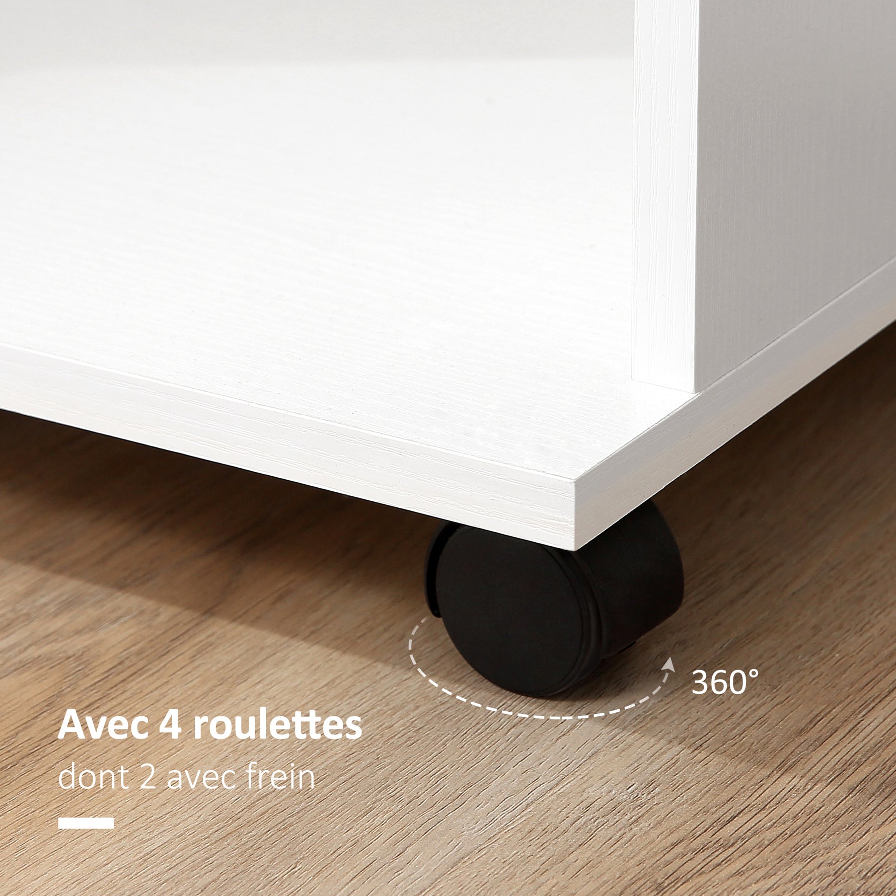 Portant à vêtements penderie Mobile avec roulettes 3 étagères latérales + Grand Espace penderie Panneaux Particules Blanc