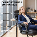 Chaise Bureau Ergonomique Inclinable, Fauteuil de Bureau en PU, Accoudoirs Synchronisés, Hauteur Réglable, Noir