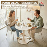 Tavolo da Pranzo Rotondo per 2 Persone Ø60 cm, Moderno con Base Rotonda, Struttura in Acciaio, per Interni ed Esterni, Beige