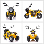 Moto électrique Enfant Chopper Tout-Terrain 6 V 20 W Marche AV AR 3 Roues Effets Lumineux et sonores Jaune Noir