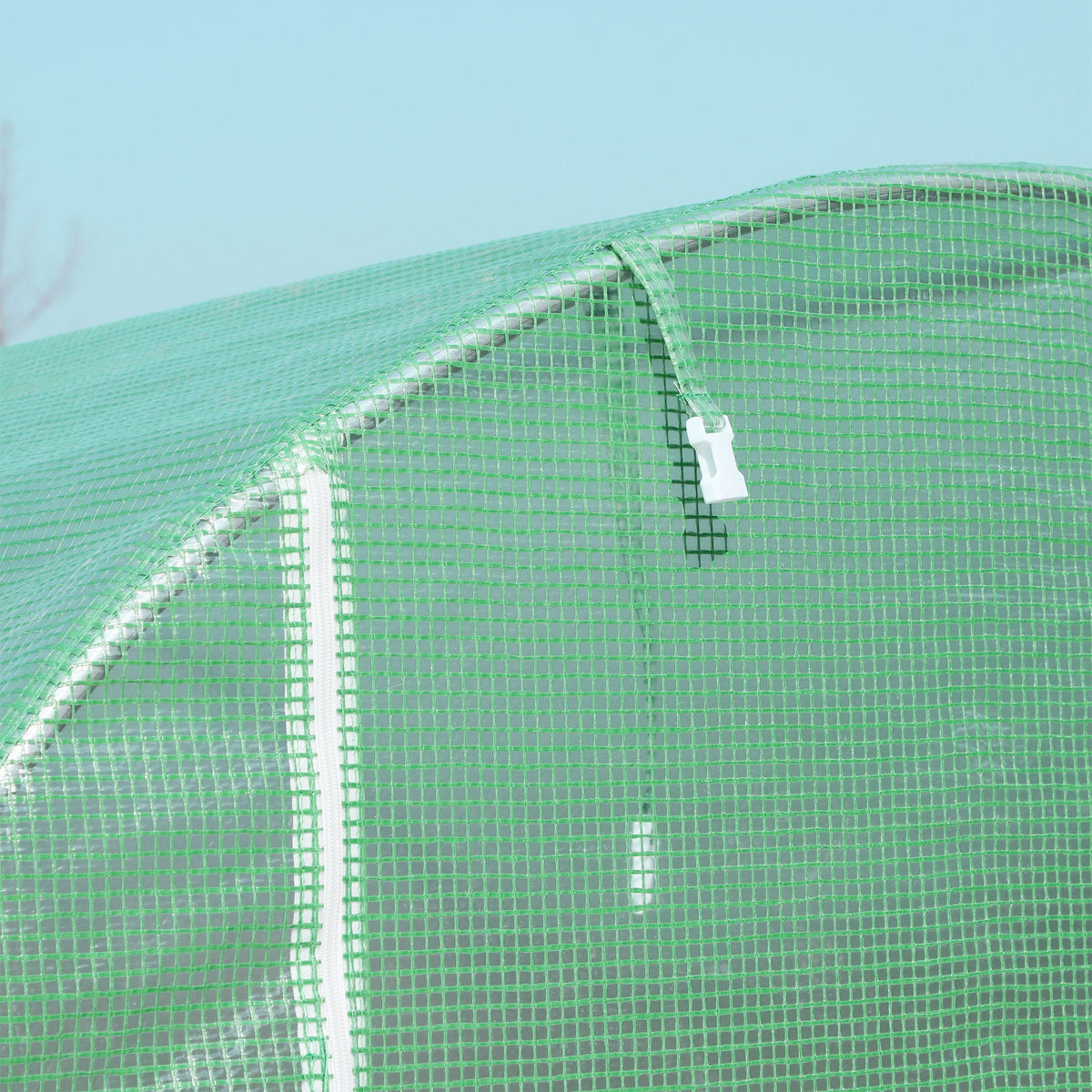 Serre de Jardin Tunnel Surface Sol 10 m² 5L x 2l x 2,05H m châssis Tubulaire renforcé Porte zippée 8 fenêtres enroulables Vert