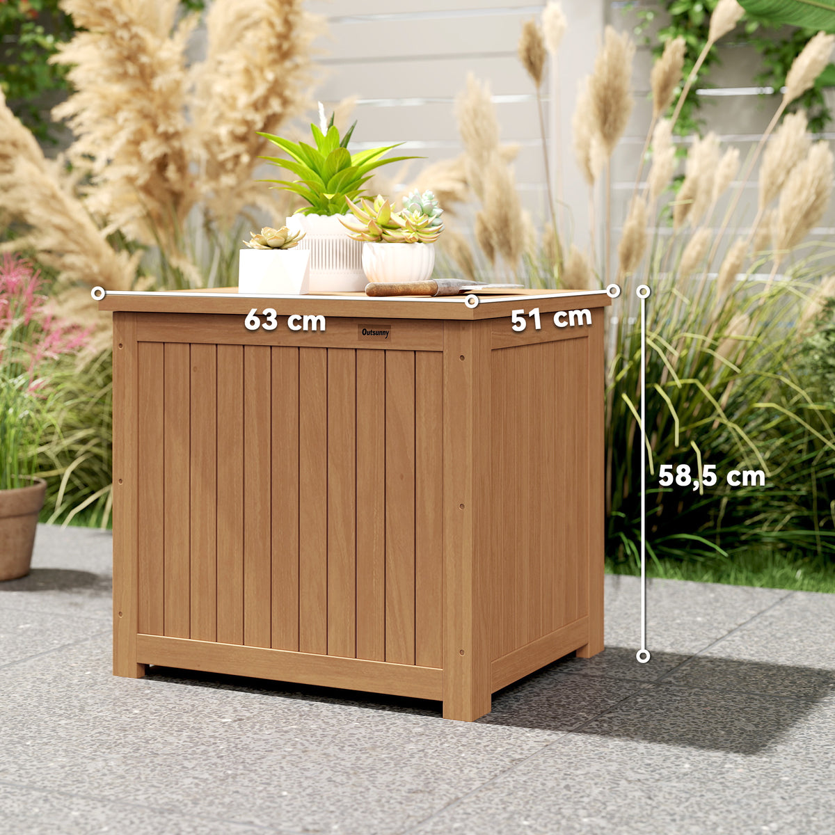 Coffre de Rangement Boîte de Jardin 130L Doublure Amovible pour Coussins et Outils Bois Massif Brun