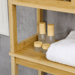 Étagère de toilettes meuble de salle de bain dessus toilette WC avec placard 2 portes et étagère ouverte 60 x 23 x 173 cm bambou