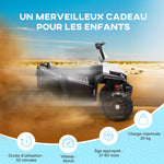 Quad électrique enfant 12 V voiture électrique 2 moteurs marche avant et arrière 37-60 mois 85 x 55,5 x 62 cm blanc
