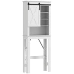 Meuble WC dessus de toilette avec porte coulissante, avec 6 compartiments de rangement, blanc