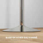 Table de bar ronde table haute cuisine réglable en hauteur 69-91 cm plateau pivotante à 360° blanc et argenté