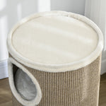Tonneau à Gratter pour Chat, Tour à Griffer en Sisal à 3 Niveaux Recouvert de Peluche, Ø 38 x 70 cm, Marron