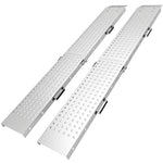 Lot de 2 Rampes de Chargement Pliantes avec Poignées et Surface Antidérapante, Charge Max. 400 kg, 180 x 25,5 cm, Argent
