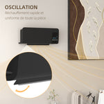 Radiateur soufflant mural chauffage céramique PTC - 1000 W / 2000 W oscillation minuterie avec télécommande noir
