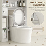 Meuble WC dessus de toilette meuble salle de bain avec placard à porte double et porte-papier 80x19,5x170cm blanc